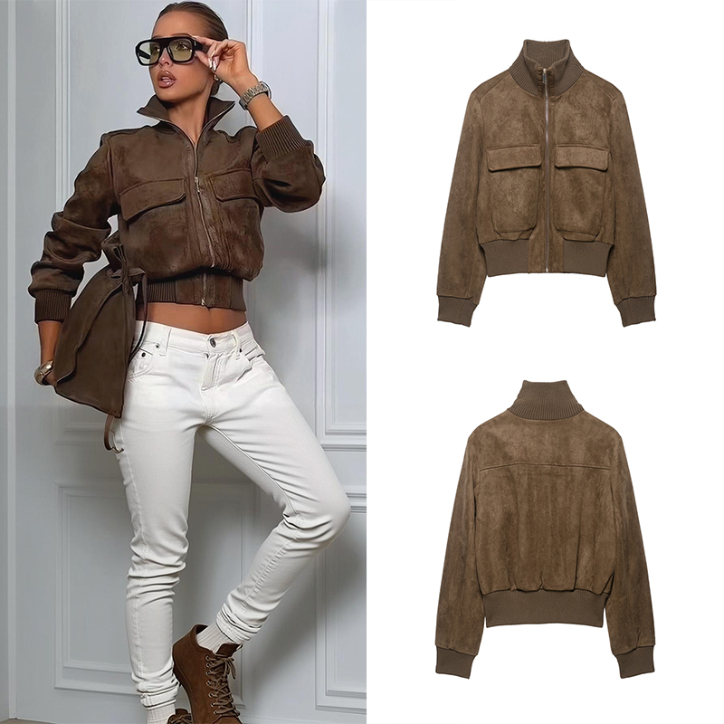 Street Fashion Trends 2026 - Veste aviateur en daim pour femmes