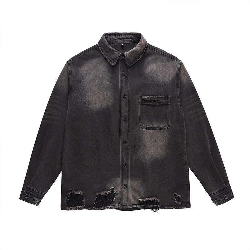 Street Fashion Jacket - Veste en jean déchirée pour homme,