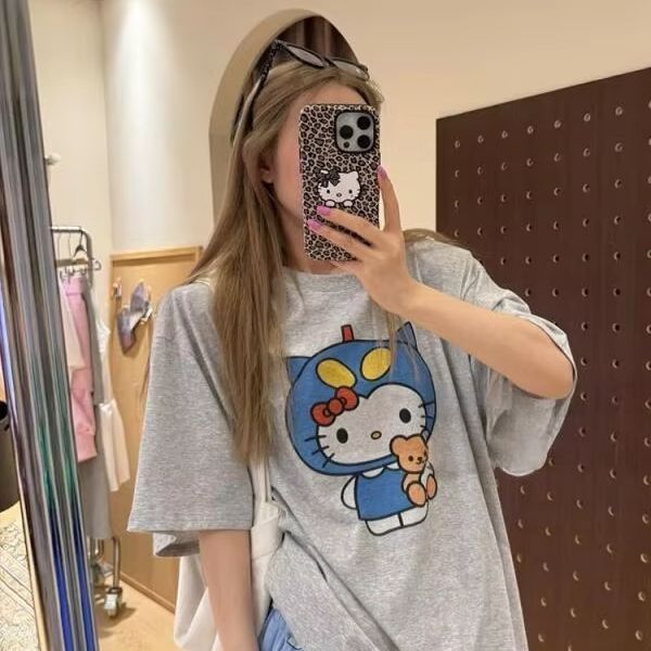 Street Fashion Us - T-shirt imprimé Hello Kitty à manches