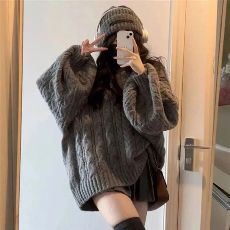 Street Fashion Korea - Fanan hiver femmes pull Harajuku surdimensionné
