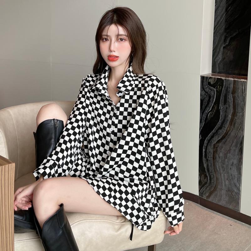 Chemisier ample à col polo et  - Street Fashion Korea avis et prix
