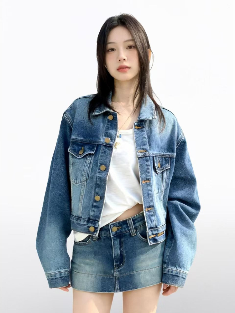 Ensemble en jean vintage améri - Street Fashion Jacket avis et prix