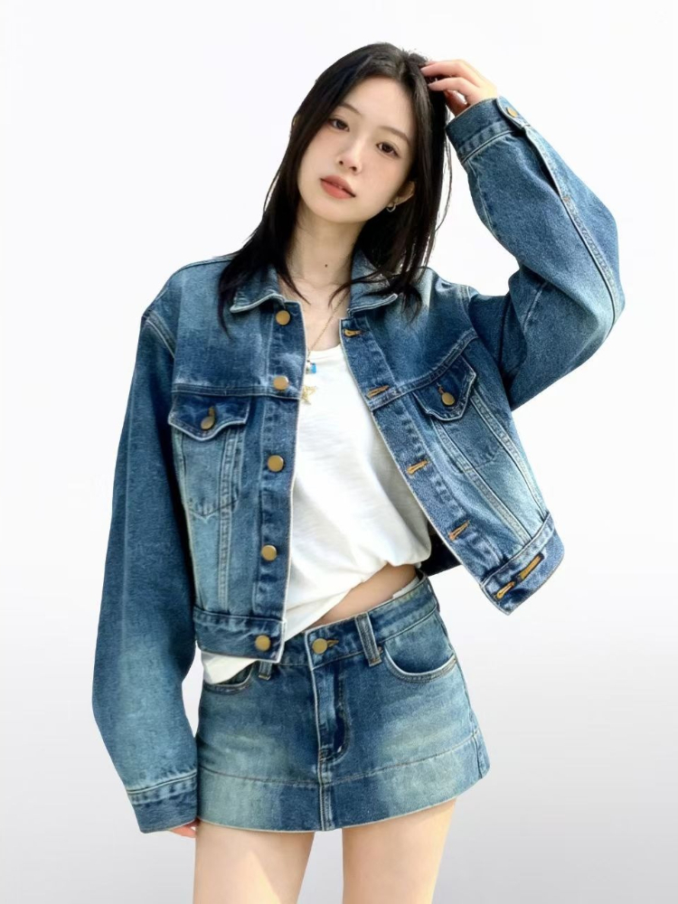 Ensemble en jean vintage améri - Street Fashion Jacket avis et prix