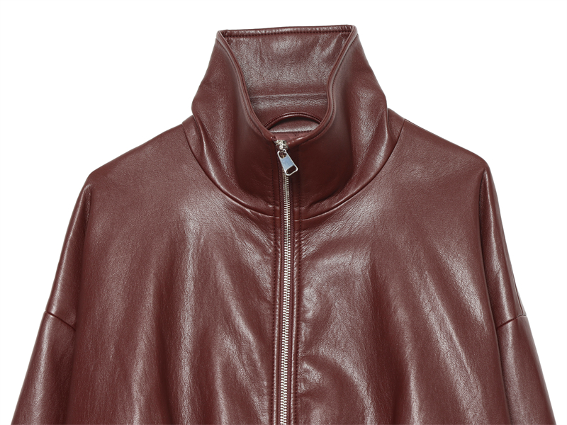 Veste en cuir à col montant po - Street Fashion Trends 2026 avis et prix