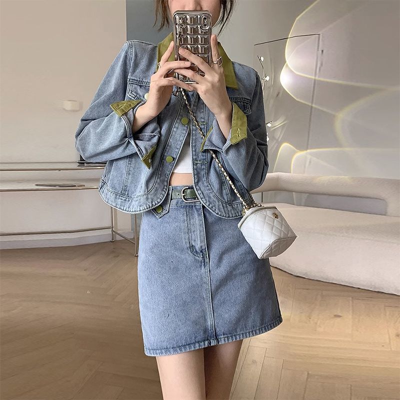 Denim manteaux Mini jupes deux - Street Fashion Jacket avis et prix