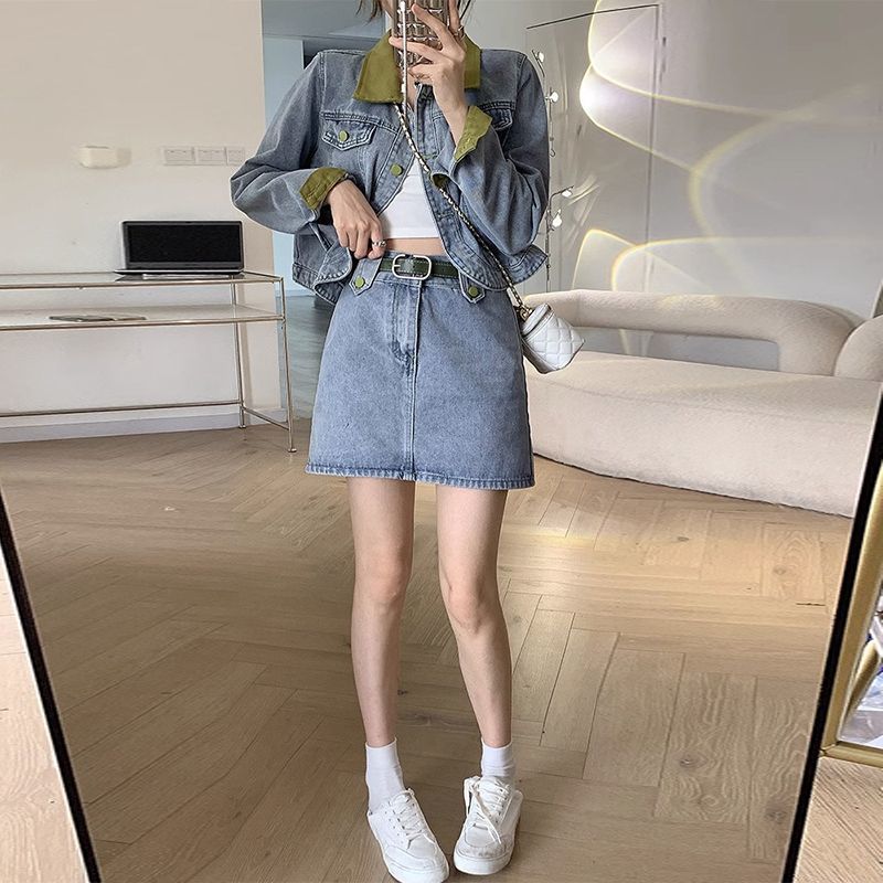 Denim manteaux Mini jupes deux - Street Fashion Jacket avis et prix