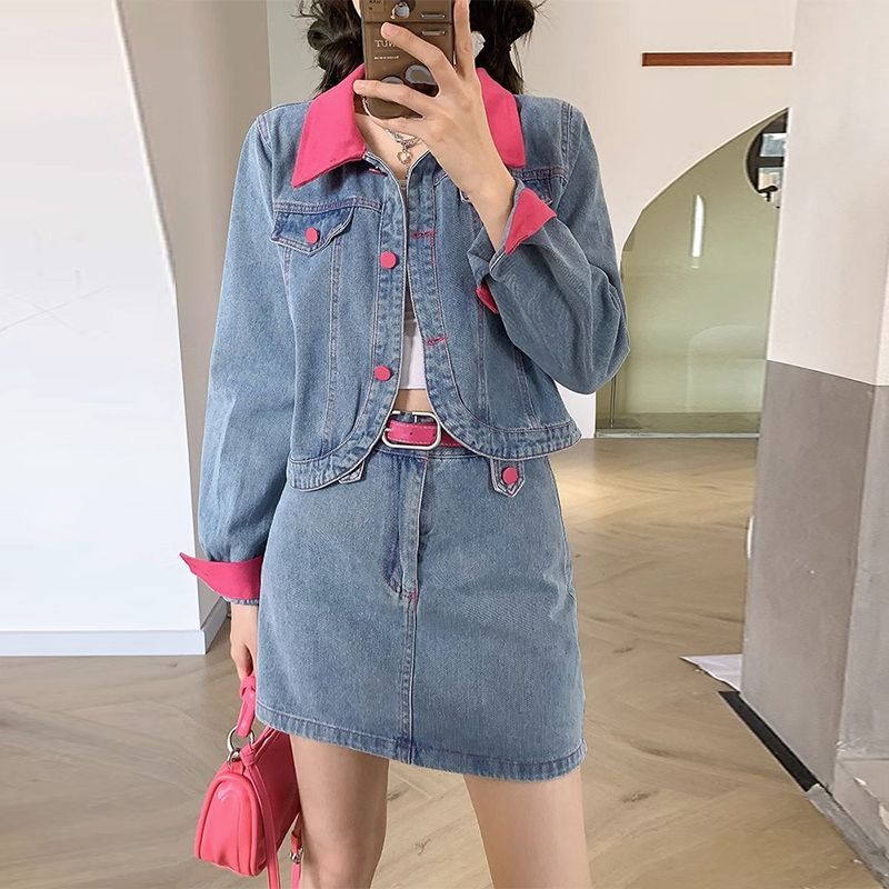 Denim manteaux Mini jupes deux - Street Fashion Jacket avis et prix